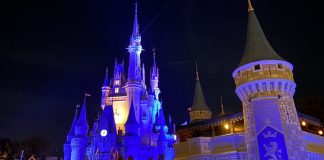 Cinderella Castle at the Magic Kingdom at night