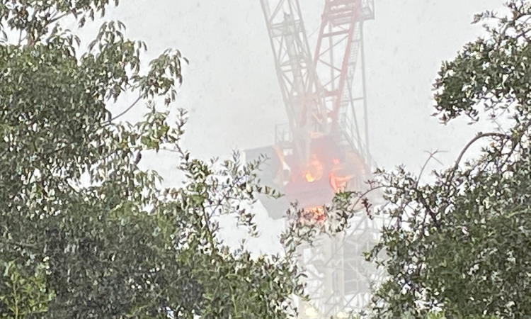 Crane fire at The Cove hotel
