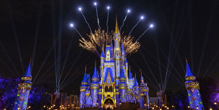 Burst of fireworks over Cinderella Castle