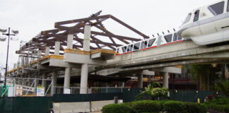 Construction update on the new Monorail station at Disney's Polynesian Resort