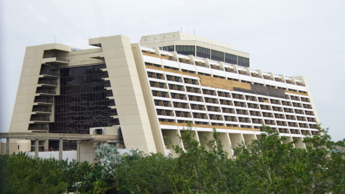 Scrims on the outside of Disney's Contemporary Resort