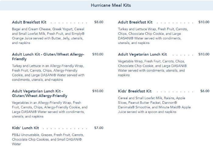 Hurricane Meal Kits