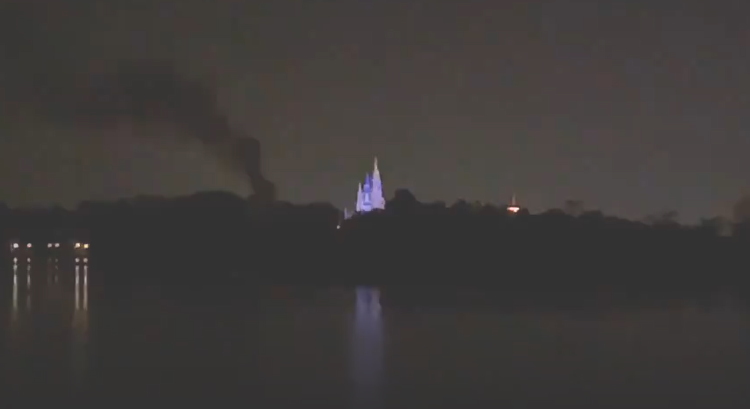 Smoke from fire during fireworks testing