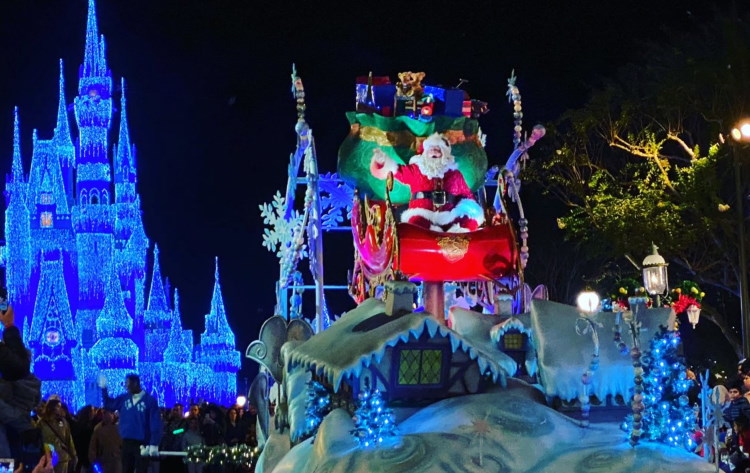 Santa in the Christmas Parade at Magic Kingdom