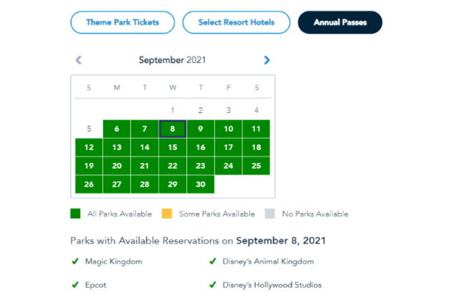 Walt Disney World will enhance the Park Reservation System calendar