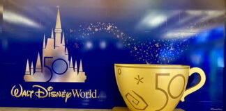 Disney World 50th anniversary decorations at Orlando International Airport