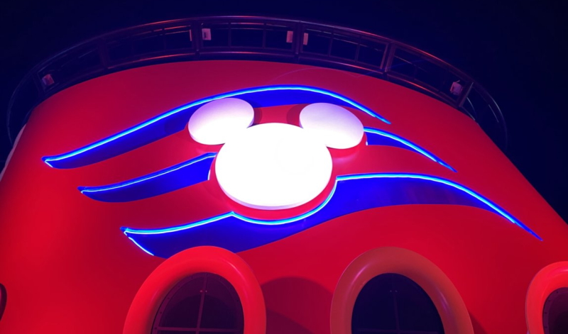 Disney Cruise Line logo on the Disney Fantasy.