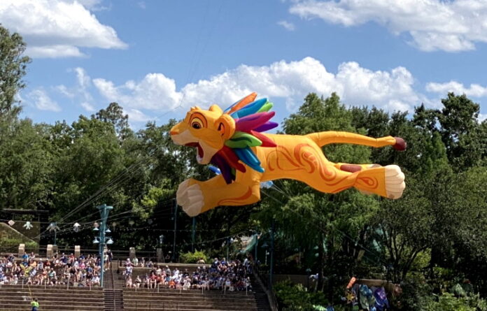 Simba kite in Disney KiteTails show.