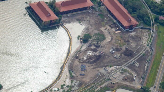 Construction of the DVC Tower at Disney's Polynesian Village Resort.