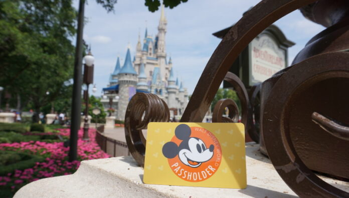 Walt Disney World Annual Pass Card in Front of the Castle.