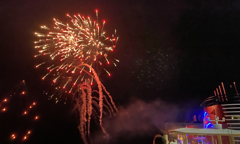 Fireworks on a Disney Cruise Line cruise.