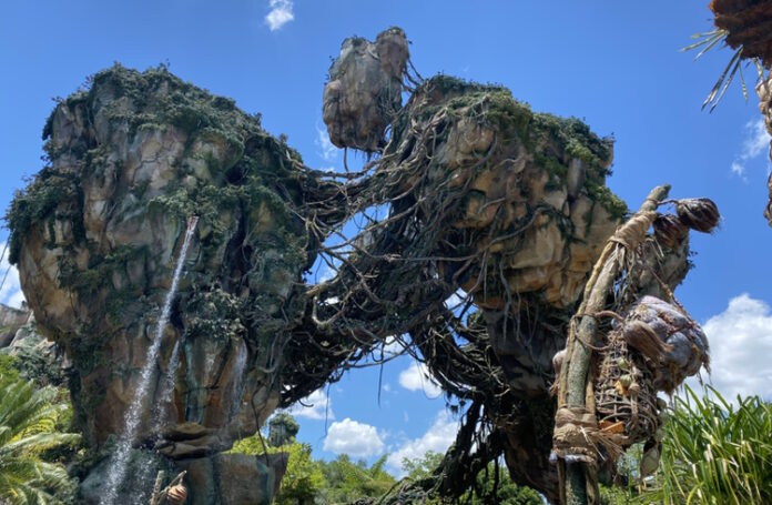 Waterfall in the land of Pandora at Disney's Animal Kingdom.