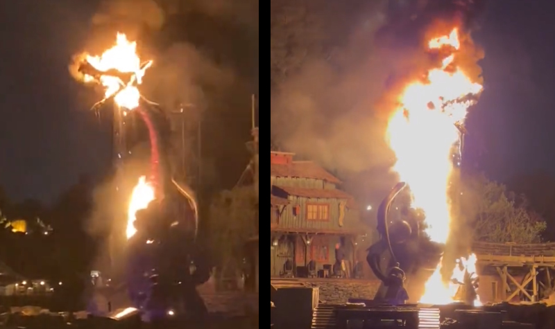 Disneyland's Fantasmic! Dragon Catches Fire.