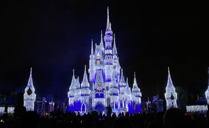 Dream Lights on Cinderella Castle at Magic Kingdom.