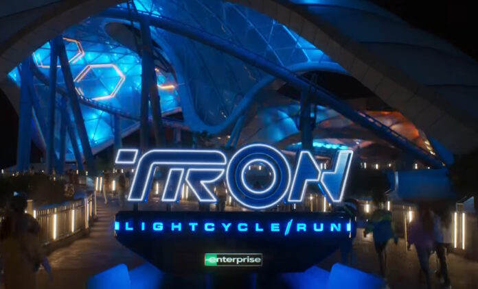 TRON Lightcycle Run entrance at Magic Kingdom.