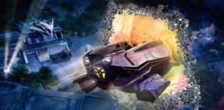 Concept art for the ride vehicle for the proposed Avengers ride at Disney California Adventure.