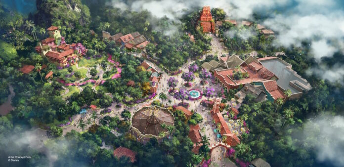 Concept art for potential Encanto and Indiana Jones area in Disney's Animal Kingdom.