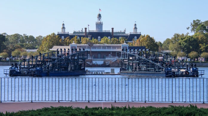 Barges for the 'Luminous' fireworks show at EPCOT.
