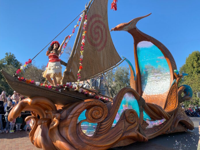 'Magic Happens' Moana parade float.