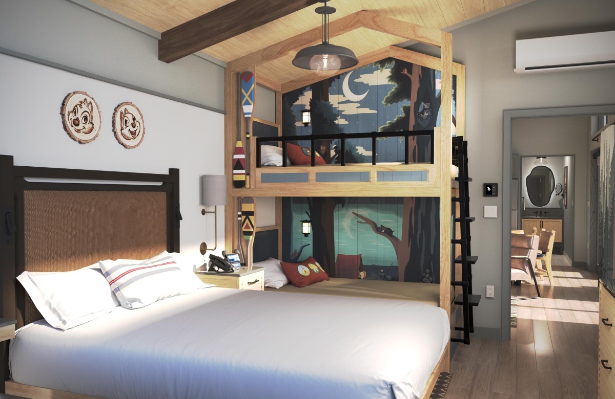 Concept art showing the inside of the new Disney Vacation Club cabins in Fort Wilderness Resort.