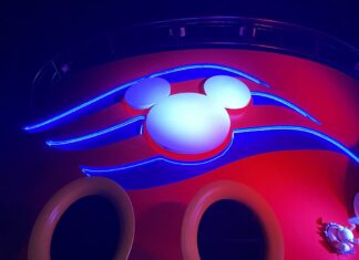 Disney Cruise Line logo on the Disney Fantasy.