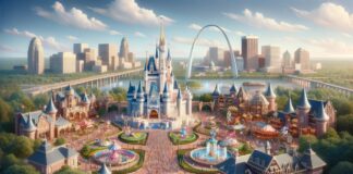 An AI concept of a Disney theme park in St. Louis.