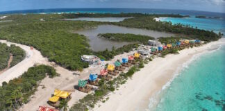 Construction of the new cabanas on Disney's Lookout Cay.