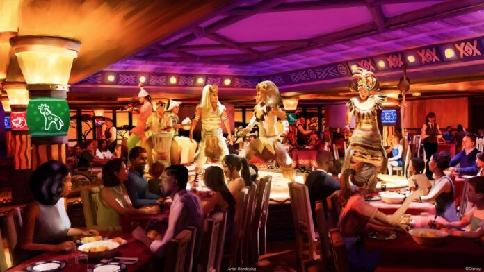 Concept art for Lion King dining on the Disney Destiny.