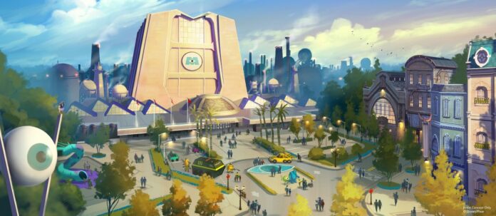 Concept art for a Monsters Inc area at Hollywood Studios.