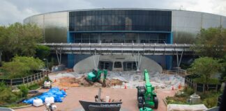 Construction outside Test Track at EPCOT.