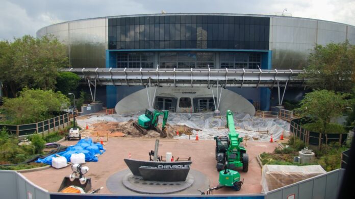 Construction outside Test Track at EPCOT.