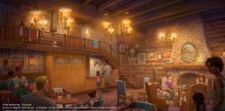 Concept art for the new Disney Vacation Club lounge at the Magic Kingdom.