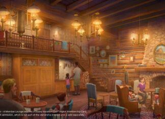 Concept art for the new Disney Vacation Club lounge at the Magic Kingdom.