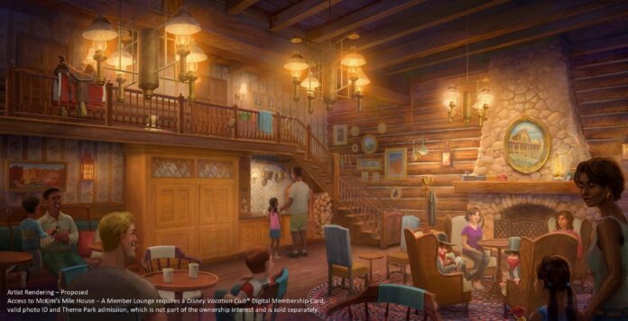 Concept art for the new Disney Vacation Club lounge at the Magic Kingdom.