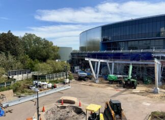 New canopy construction on the updated Test Track.