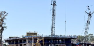 Construction of Disney Lakeshore Lodge at Walt Disney World.