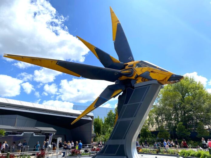 Spaceship outside Guardians of the Galaxy: Cosmic Rewind at EPCOT.