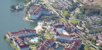 Aerial view of Disney's Grand Floridian Resort.