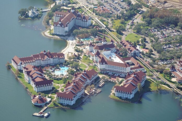 Aerial view of Disney's Grand Floridian Resort.