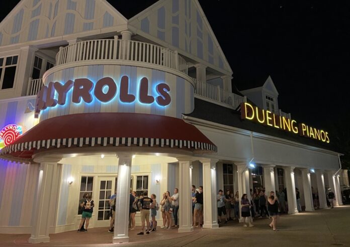 Outside of Jellyrolls at Disney's BoardWalk.