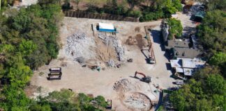 Aerial view of the demolition of DinoLand USA at Disney's Animal Kingdom.