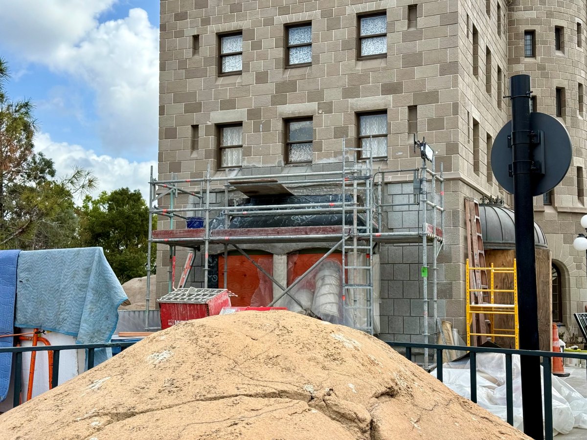 Construction walls inside the Canada Pavilion at EPCOT.