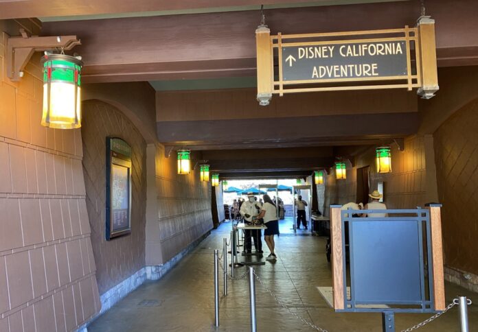 Entrance to Disney California Adventure from Disney's Grand Californian hotel.