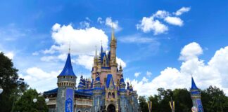 Daytime picture of Cinderella Castle at Magic Kingdom.