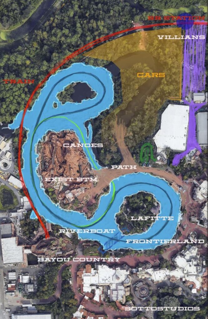 Concept art of a redesigned Rivers of America from Eddie Sotto.