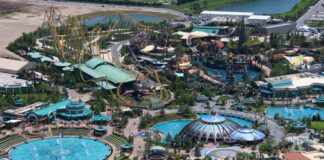 Aerial view of Epic Universe.