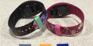 Two MagicBands with protecting clips on them