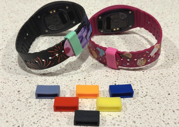 Two MagicBands with protecting clips on them