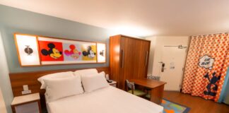An updated room with more color at Disney's Pop Century Resort.