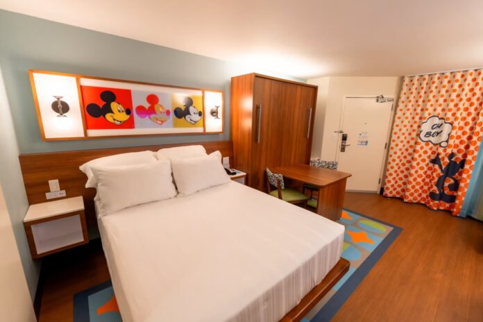 An updated room with more color at Disney's Pop Century Resort.